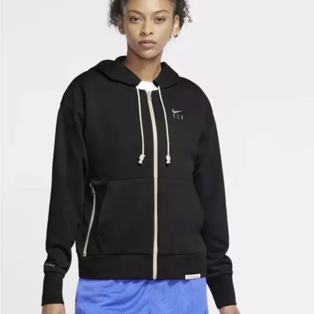 Women's S Nike Swoosh Fly Standard Issue Basketball Hoodie Sweatshirt Black